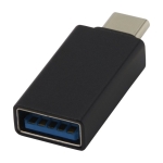 Adaptador promocional USB-C 3.0 de alumínio com logotipo Adapt cor preto segunda vista