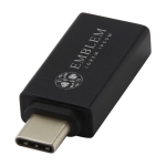 Adaptador promocional USB-C 3.0 de alumínio com logotipo Adapt cor preto vista impressa logo 2