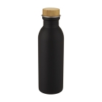 Garrafa de aço com tampa de bambu com design elegante 650ml Glorious cor preto