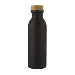 Garrafa de aço com tampa de bambu com design elegante 650ml Glorious cor preto segunda vista frontal