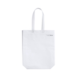 Saco de non-woven reciclado com fole 120 g/m2 Carry Recycled cor branco primeira vista