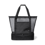 Saco para as compras ou para praia rPET 600D com bolsa de rede Coolbag cor preto primeira vista