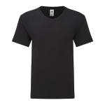 T-shirt de algodão Ringspun, decote em V 150 g/m2 Fruit of the Loom cor preto