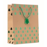 Original saco de papel kraft com estampado natalício Gift Sparkle cor verde