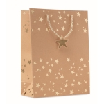 Original saco de papel kraft com estampado natalício Gift Sparkle cor dourado