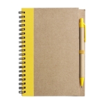 Caderno com capa e caneta reciclados, folhas B6 pautadas EcoColors cor amarelo primeira vista