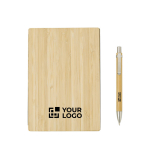 Caderno sustentável de bambu com caneta, folhas A5 pautadas EcoBamboo cor castanho vista principal