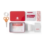 Kit primeiros socorros, caixa metálica com 15 acessórios Metallic Box cor vermelho quinta vista