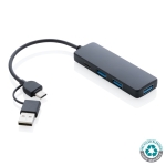 Hub USB fabricado em plástico reciclado para distribuir em congressos cor preto