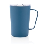 Caneca térmica de aço reciclado com pega 420ml Premium Recycled cor azul segunda vista