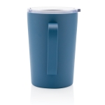 Caneca térmica de aço reciclado com pega 420ml Premium Recycled cor azul terceira vista