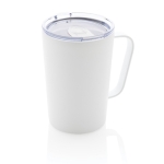 Caneca térmica de aço reciclado com pega 420ml Premium Recycled cor branco sétima vista