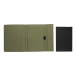 Portefólio corporativo elegantes reciclados com caderno A5 Magnet rPET cor verde militar quarta vista