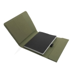 Portefólio corporativo elegantes reciclados com caderno A5 Magnet rPET cor verde militar quinta vista