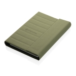 Portefólio corporativo elegantes reciclados com caderno A5 Magnet rPET cor verde militar vista com logo