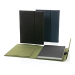 Portefólio corporativo elegantes reciclados com caderno A5 Magnet rPET cor verde militar vista geral