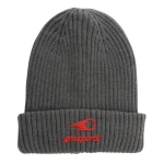 Gorro de inverno materiais sustentáveis capa dupla Impact Polylana cor cinzento-escuro vista com logo