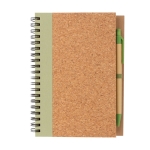 Caderno de argolas e capa de cortiça, folhas pautadas EcoCork Colors cor verde-claro terceira vista