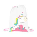 Mochila infantil de cordão com desenhos de animais Fantasy rPET cor branco primeira vista