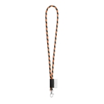 Lanyards tubulares às riscas com entrega de 46 dias Tube Stripes Dark cor cor-de-laranja