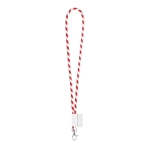 Lanyard tubular com design às riscas, entrega 46 dias Tube Stripes Clear cor vermelho