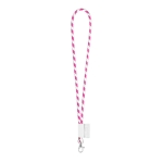 Lanyard tubular com design às riscas, entrega 46 dias Tube Stripes Clear cor cor-de-rosa