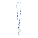 Lanyard tubular com design às riscas, entrega 46 dias Tube Stripes Clear cor azul real