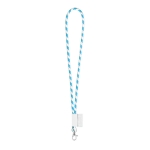 Lanyard tubular com design às riscas, entrega 46 dias Tube Stripes Clear cor azul-claro