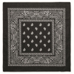 Lenço de algodão tipo bandana multifunções com design estampado cor preto terceira vista