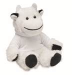 Peluche de vaca com camisola personalizável com logo Kiri cor branco