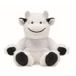 Peluche de vaca com camisola personalizável com logo Kiri cor branco terceira vista