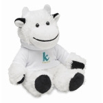 Peluche de vaca com camisola personalizável com logo Kiri cor branco vista principal