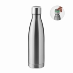 Garrafa de aço com lembrete de hidratação 500ml Inox Reminder cor prateado mate