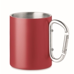 Caneca de aço de parede dupla com asa mosquetão 300ml Metal Colors cor vermelho