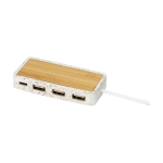 Hub USB de 4 portas com caixa de terrazzo e bambu Terrazzo cor natural