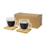 Conjunto de duas canecas de vidro de parede dupla e 250ml Machiatto cor transparente