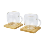 Conjunto de duas canecas de vidro de parede dupla e 250ml Machiatto cor transparente quarta vista