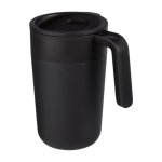 Caneca fabricada em plástico reciclado e metal 400ml Vogue Recycled. cor preto