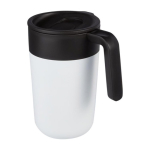 Caneca fabricada em plástico reciclado e metal 400ml Vogue Recycled. cor branco