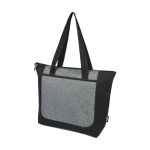 Saco tote reciclado com bolso e fecho de correr Tote DuoTone cor preto