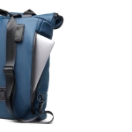 Mochila de bicicleta versátil, couro vegan flexível Contempo cor azul sexta vista