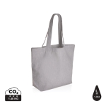 Saco de lona reciclada para compras com bolso 240 g/m2 EcoTrace Raw cor cinzento