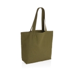 Saco de lona reciclada para compras com bolso 240 g/m2 EcoTrace Raw cor verde-escuro