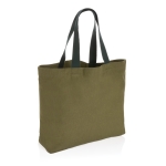 Saco personalizado grande lona reciclada 240 g/m2 EcoTrace Raw cor verde-escuro