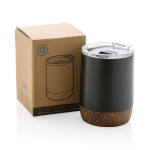 Copo térmico compacto com base de cortiça 180ml Eco Cork Small cor preto vista com caixa