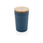 Copos térmicos de plástico reciclado com tampa de bambu 300ml EcoBrew cor azul