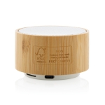 Coluna Bluetooth sem fios redonda de bambu EcoBamboo cor branco terceira vista