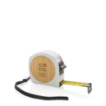 Fita métrica personalizada reciclada com tira de pulso Bamboo 5 M/19 mm cor branco vista principal