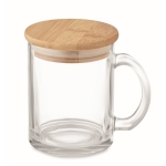 Caneca de vidro com tampa de bambu 300ml cor transparente