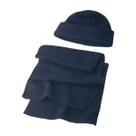 Conjunto polar de poliéster com gorro e cachecol 200 g/m² cor azul segunda vista